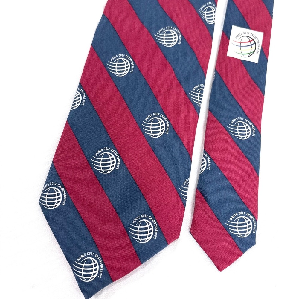 Vineyard‎ Vines Mens Tie Burgundy Navy Striped World Golf Championships Silk